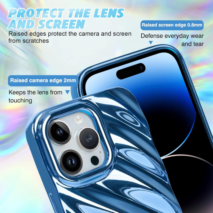 Husa compatibila cu iPhone 14 Pro, anti-soc, subtire, elastica, Albastra [3]