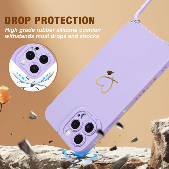 Husa compatibila cu iPhone 15 Pro Max, anti-soc, subtire, elastica, Mov [2]