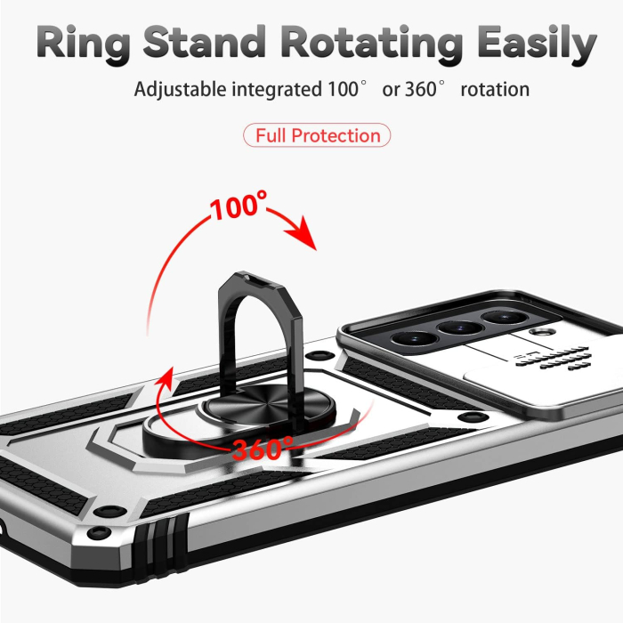 Husa compatibila cu Samsung Galaxy S21 5G, anti-soc, cu suport asezare, negru/alb [5]