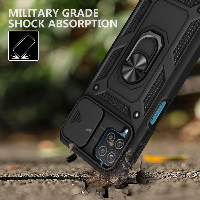 Husa compatibila cu Samsung Galaxy A12 5G, anti-soc, cu suport asezare, negru [7]