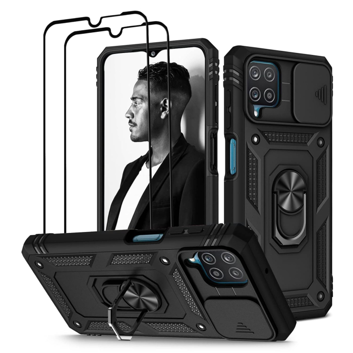 Husa compatibila cu Samsung Galaxy A12 5G, anti-soc, cu suport asezare, negru [1]