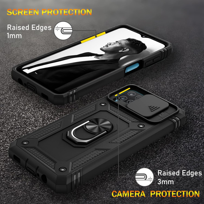Husa compatibila cu Samsung Galaxy A12 5G, anti-soc, cu suport asezare, negru [6]