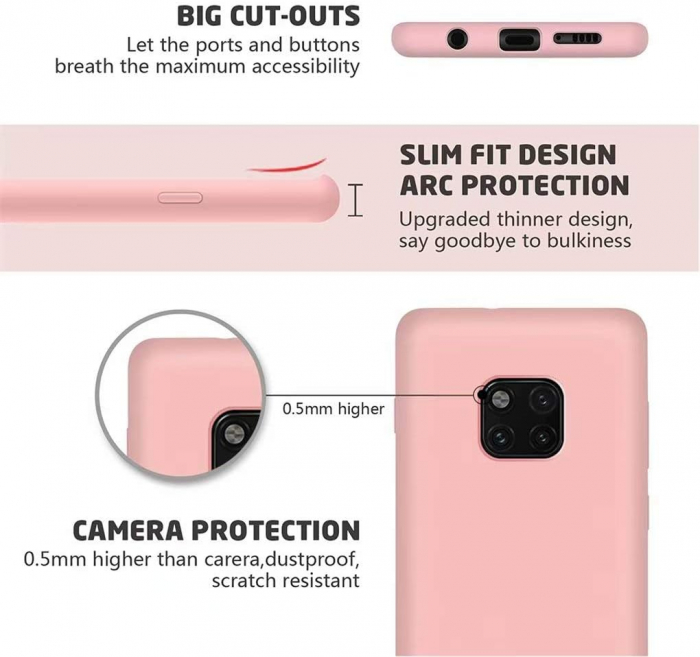 Husa compatibila cu Huawei Mate 20 Pro, anti-soc, subtire, elstica, Roz [3]