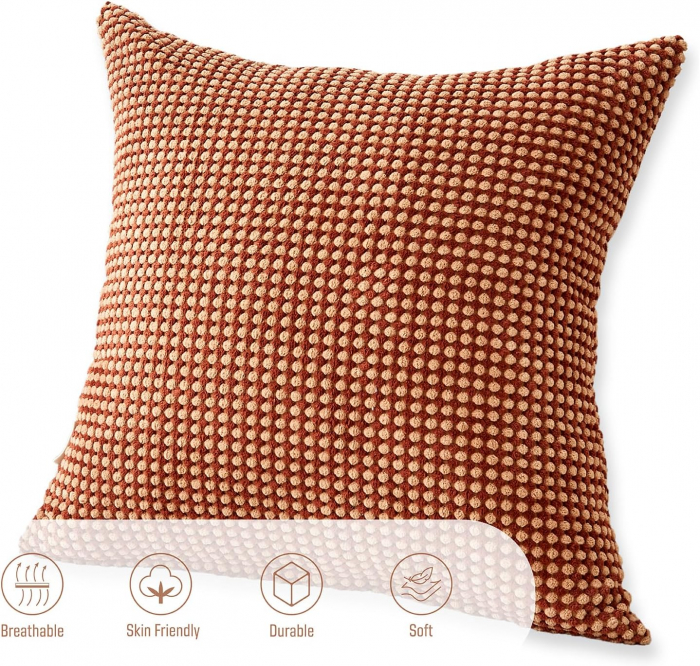 Husa de perina ornamentala 40x40 cm,  model Maro cu galben [6]