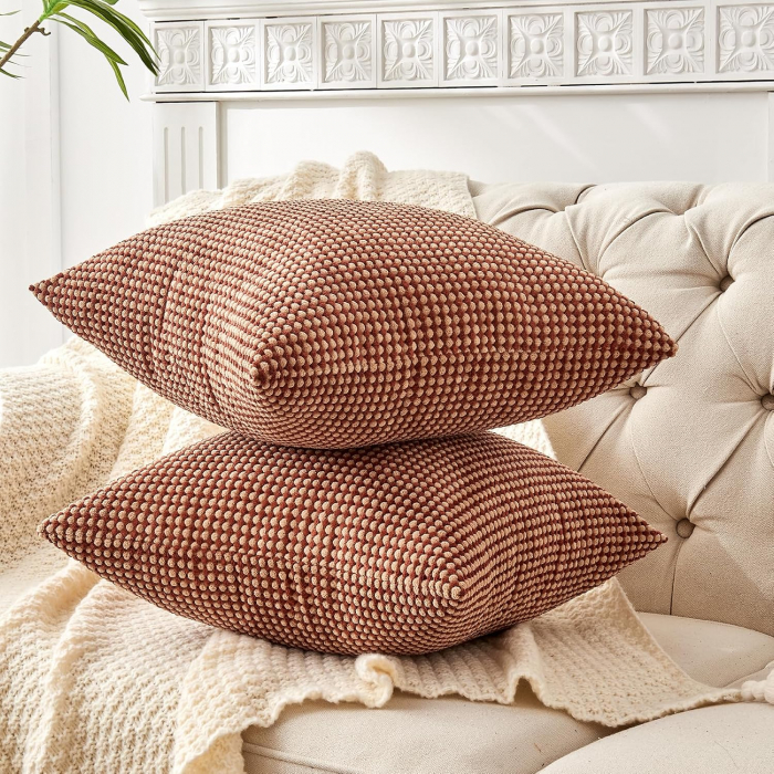 Husa de perina ornamentala 45x45 cm,  model Maro cu galben [3]