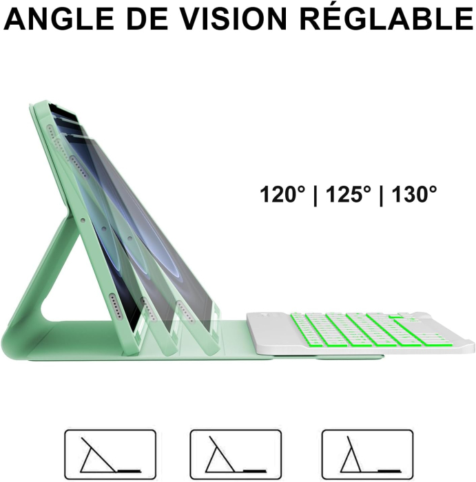 Husă si tastatură cu Iluminare compatibila cu Samsung Tab S9/S10, verde deschis [4]