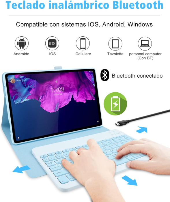 Husă din piele pentru Lenovo Tab P11 2021 TB-J606 și  Plus 2021 TB-J607 cu tastatură SlimShell de 11" [4]