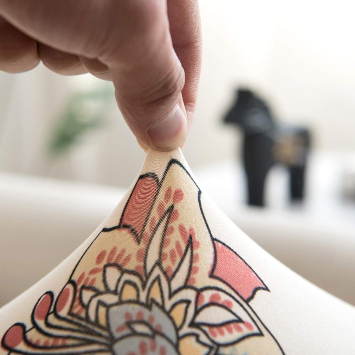 Husa elastica canapea 3 locuri crem cu flori [3]