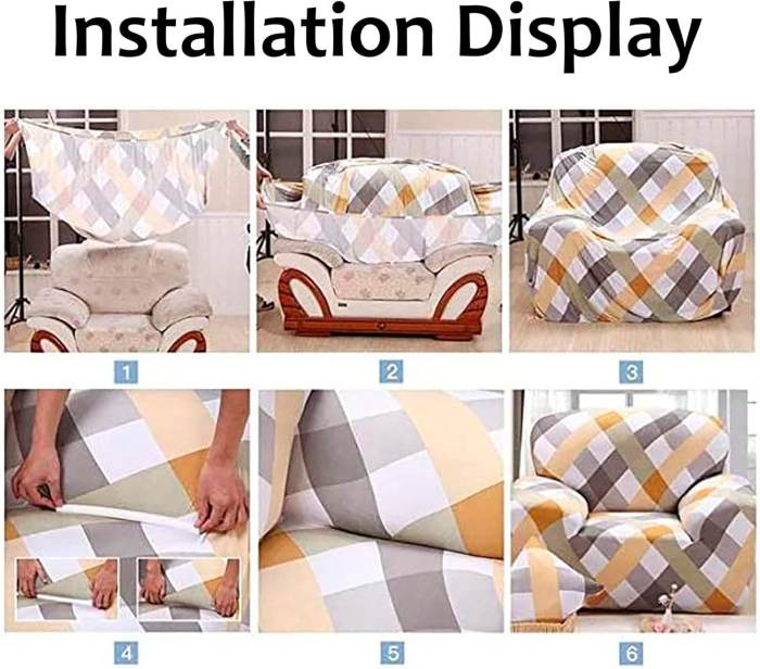 Husa elastica canapea 3 locuri crem cu flori [6]