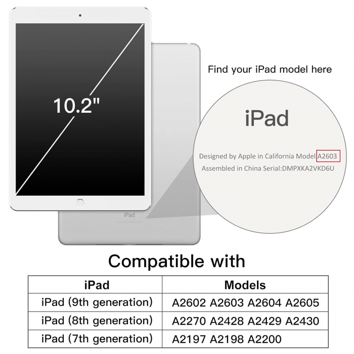 Husă iPad 10,2 inchi (generația a 9-a/8a/a șaptea, 2021/2020/2019), protecție spate tare, atingere moale, trezire/repaus automat (Navy) [2]