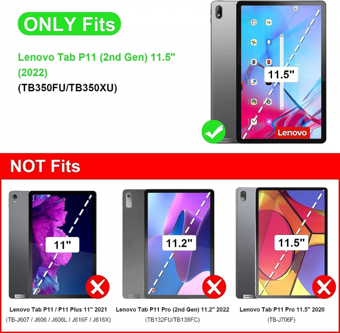 Husă din piele pentru Lenovo Tab P11 2nd Gen 11,5 inch TB350FU/TB350XU 2022 cu stilou inclus [2]