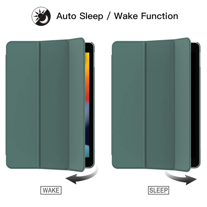 Husă verde pentru iPad 10,2 inchi a 9-a a 8-a a 7-a generație, 2021 2020 2019, carcasă din spate tare, cu suport pentru tabletă la atingere moale, trezire automată [5]
