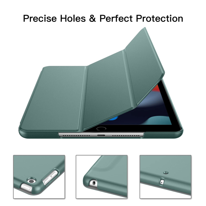 Husă verde pentru iPad 10,2 inchi a 9-a a 8-a a 7-a generație, 2021 2020 2019, carcasă din spate tare, cu suport pentru tabletă la atingere moale, trezire automată [6]
