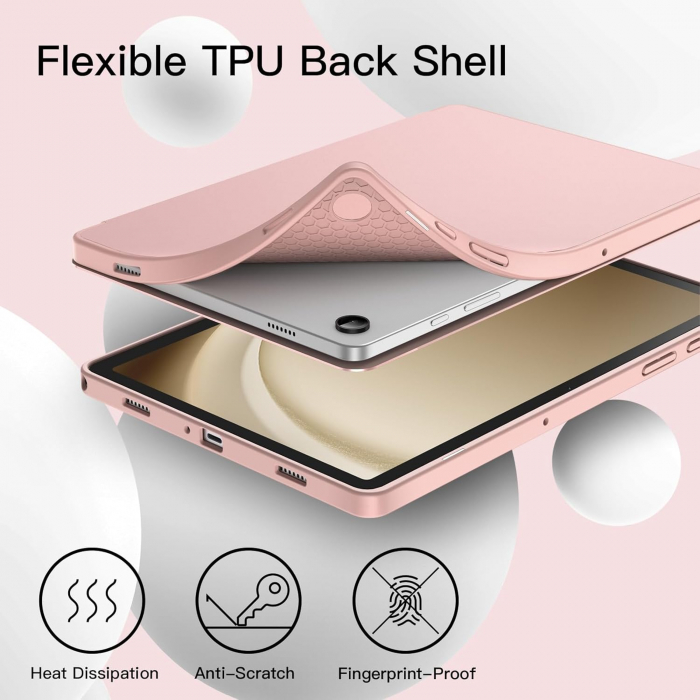 Husă pentru Samsung Galaxy Tab A9 A9 Plus 11 inch 2023,  moale TPU cu suport triplu, auto Sleep Wake Rose Gold [4]
