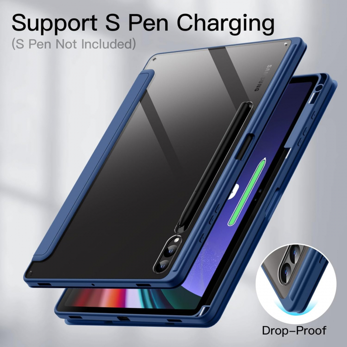 Husa pentru Samsung Galaxy Tab S10 Plus / Tab S9 Plus 12.4-inch cu suport pentru stilou, protecție Slim Folio Stand, vizualizare multi-Anulge Navy [4]