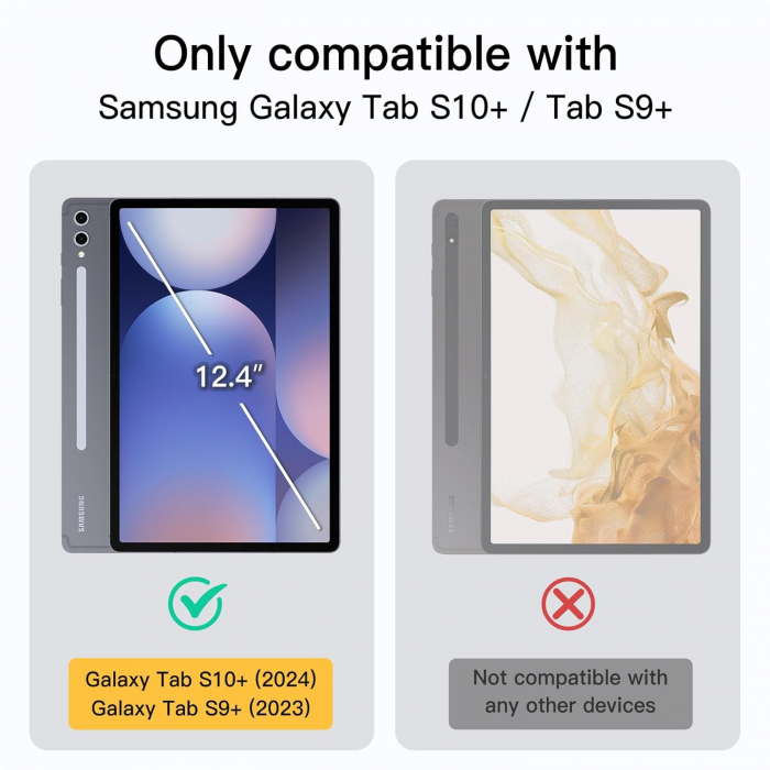 Husa pentru Samsung Galaxy Tab S10 Plus / Tab S9 Plus 12.4-inch cu suport pentru stilou, protecție Slim Folio Stand, vizualizare multi-Anulge Navy [2]