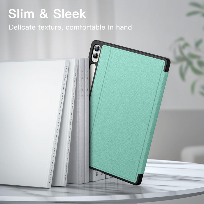 Husa pentru Samsung Galaxy Tab S10 Plus / Tab S9 Plus 12.4-inch cu suport pentru stilou, protecție Slim Folio Stand, vizualizare multi-Anulge Verde deschis [4]