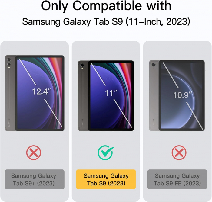 Husa pentru Samsung Galaxy Tab S9 11-inch cu suport de stilou, transparenta spate, neagra [2]