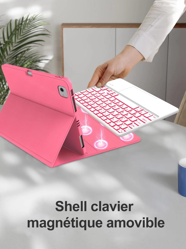 Husa cu tastatură pentru tableta iPad Air 11 inch M3 2025 si Air 11 inch M2 2024 cu Auto Sleep Wake Roz [4]