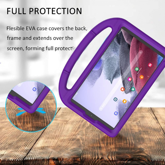 Husă pentru tabletă Samsung Galaxy Tab A7 Lite 8.7 2021, ușoară, rezistentă la șocuri, pentru copii, cu suport de mâner - Violet [6]