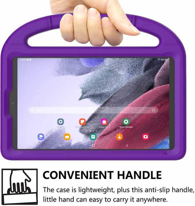 Husă pentru tabletă Samsung Galaxy Tab A7 Lite 8.7 2021, ușoară, rezistentă la șocuri, pentru copii, cu suport de mâner - Violet [5]