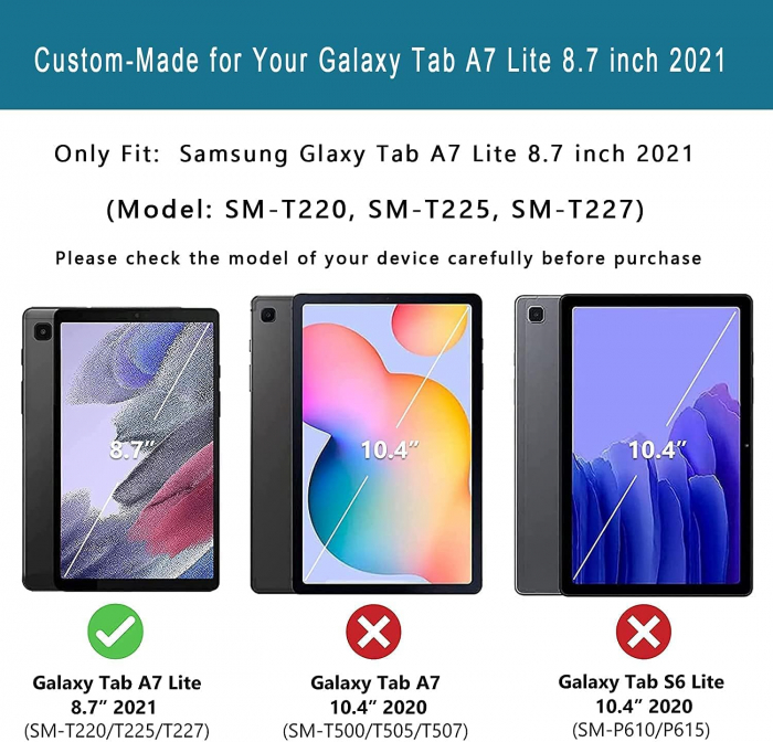 Husă pentru tabletă Samsung Galaxy Tab A7 Lite 8.7 2021, ușoară, rezistentă la șocuri, pentru copii, cu suport de mâner - Violet [2]