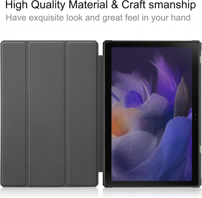 Husă Samsung Galaxy Tab A8 10.5 inch 2021 (SM-X200/X205/X207), subțire, cu suport pliabil, pentru trezire/somn automat Gold [5]