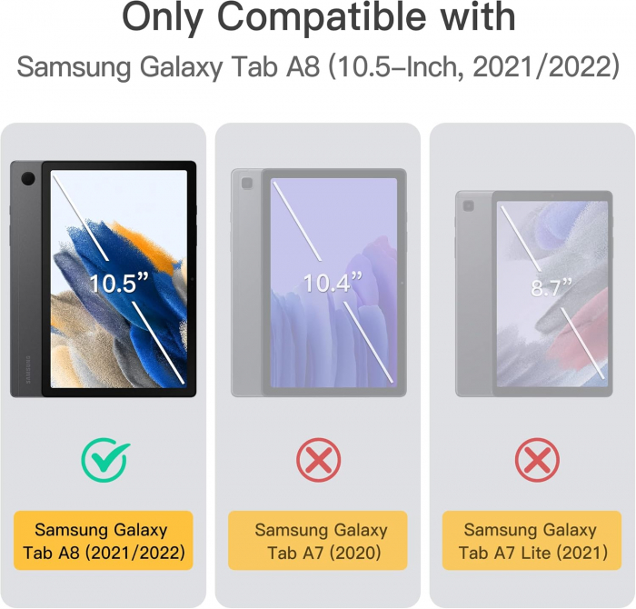 Husă Samsung Galaxy Tab A8 10.5 inch 2021 (SM-X200/X205/X207), subțire, translucidă, cu suport pliabil, pentru trezire/somn automat (Roșu) [2]