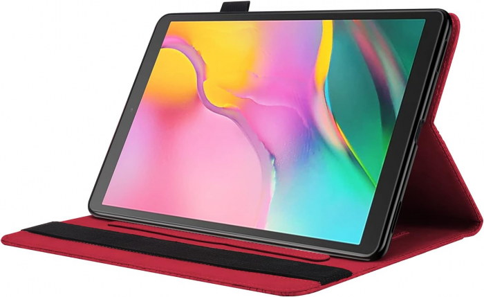 Husă Samsung Galaxy Tab A8 10.5 inch 2021 (SM-X200/X205/X207) din piele PU, cu suport cu buzunar pentru card, rosie Copacul vietii [2]