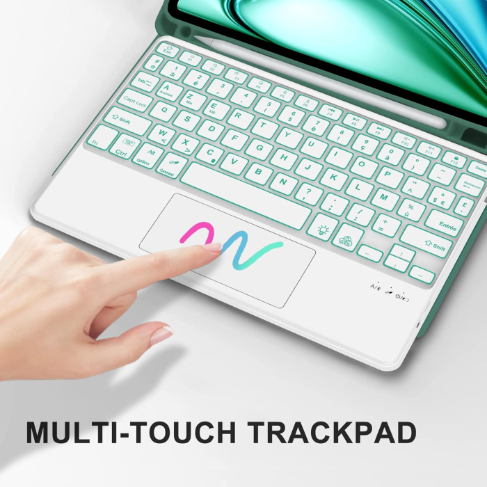 Husă si tastatură compatibil cu iPad Air 11" M2/M3, iluminata 7 culori – Verde închis [5]