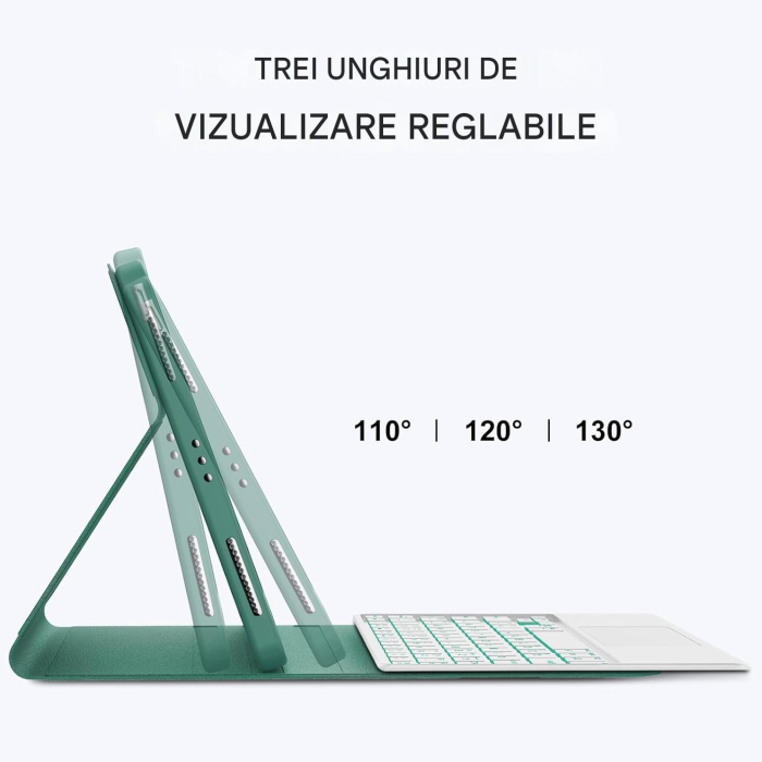 Husă si tastatură compatibil cu iPad Air 11" M2/M3, iluminata 7 culori – Verde închis [4]