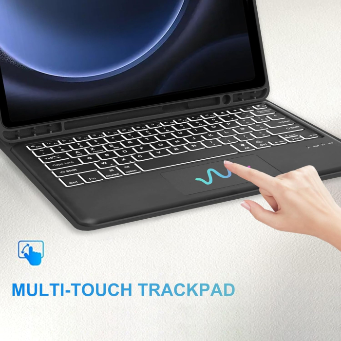 Husă bleu si tastatură cu Iluminare compatibila cu Samsung Tab FE+/S9 FE Plus 12,4" [5]