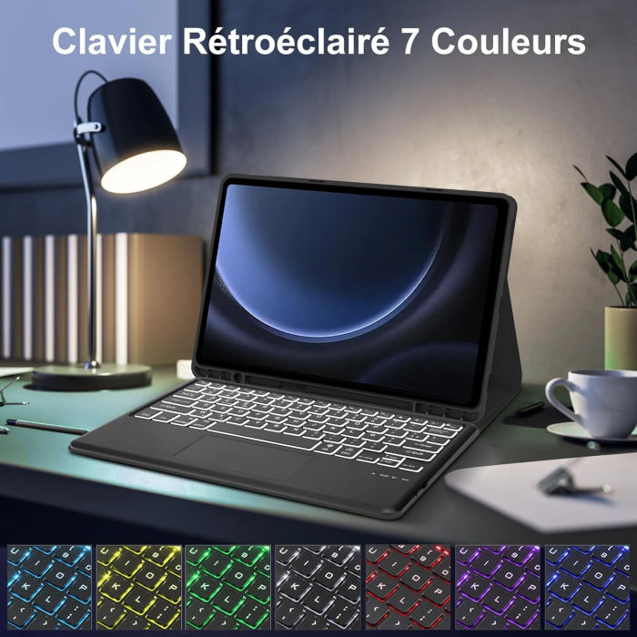 Husă bleu si tastatură cu Iluminare compatibila cu Samsung Tab FE+/S9 FE Plus 12,4" [6]