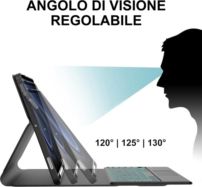 Husă bleu si tastatură cu Iluminare compatibila cu Samsung Tab FE+/S9 FE Plus 12,4" [4]