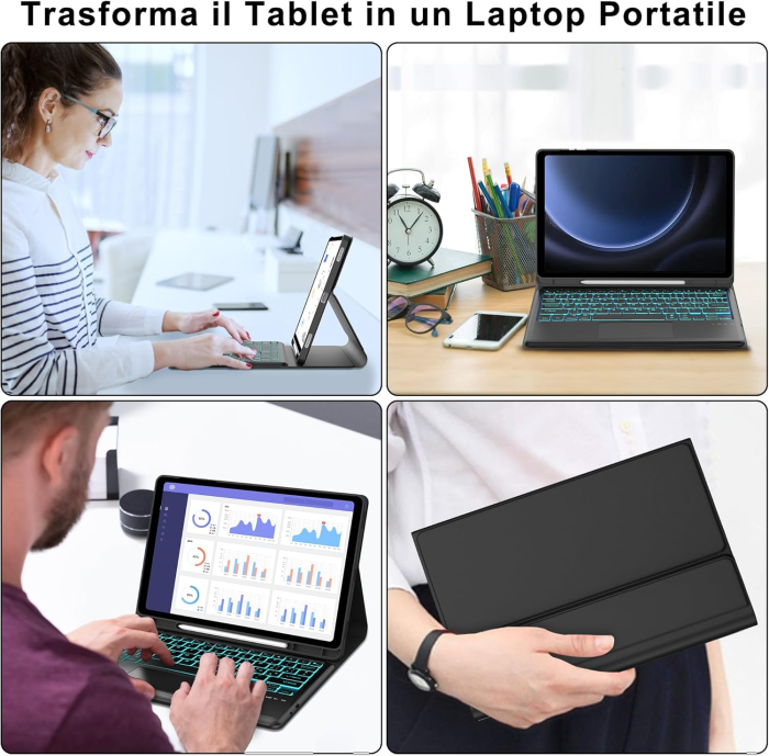 Husă bleu si tastatură cu Iluminare compatibila cu Samsung Tab FE+/S9 FE Plus 12,4" [7]