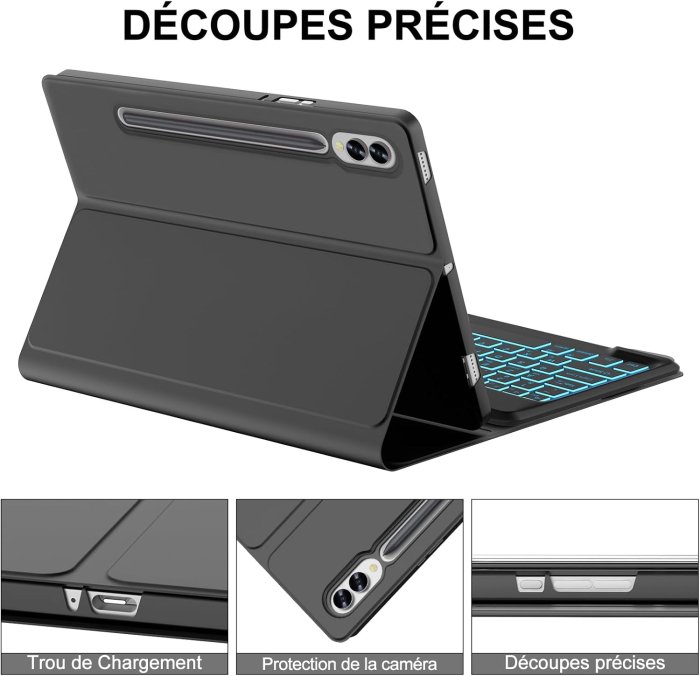 Husă si tastatură cu Iluminare compatibila cu Samsung Tab FE+/S9 FE Plus 12,4" [6]