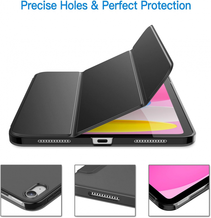 Husa tableta iPad 10 10,9 inchi, model 2022, generația a 10-a cu Auto Sleep Wake Deep Neagra [3]