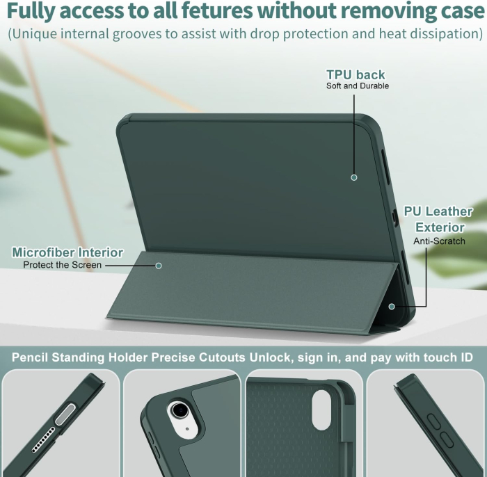 Husa tableta iPad 10 10,9 inchi, model 2022, carcasă spate moale TPU cu suport și pliere triplă [4]