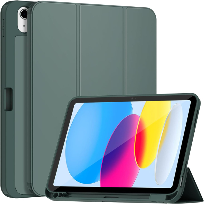 Husa tableta iPad 10 10,9 inchi, model 2022, carcasă spate moale TPU cu suport și pliere triplă [1]