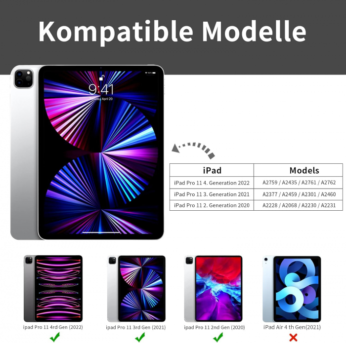 Husa tableta iPad Air 11 a 4-a/a 3-a/a 2-a generație (2022/2021/2020 cu Auto Sleep Wake Negru [2]