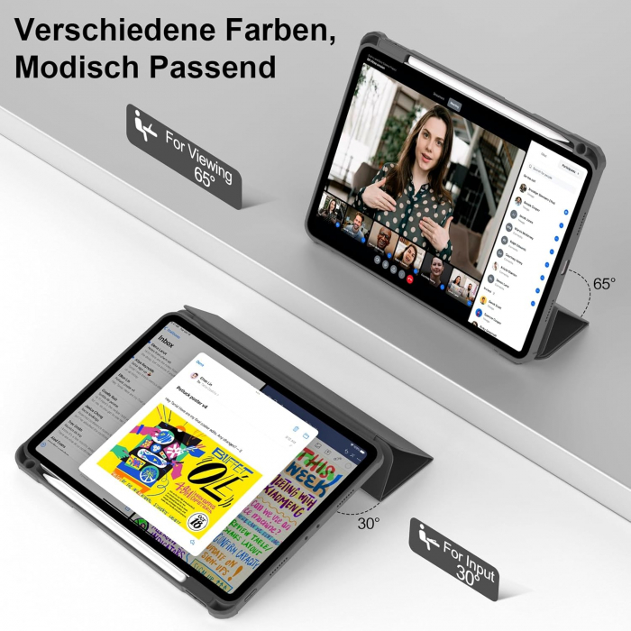 Husa tableta iPad Air 11 a 4-a/a 3-a/a 2-a generație (2022/2021/2020 cu Auto Sleep Wake Negru [4]