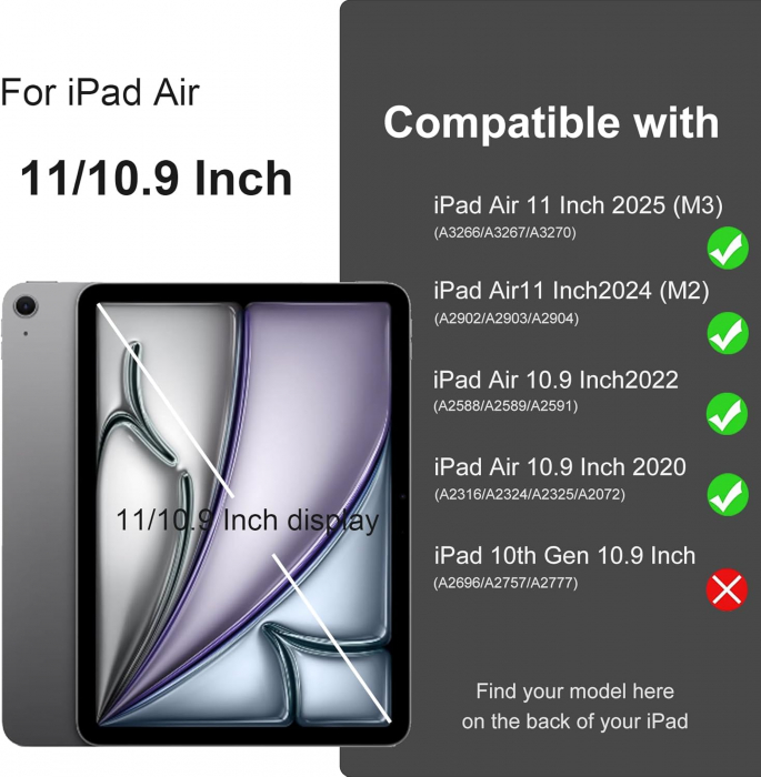 Husa tableta iPad Air 11 inch 2024 M2/ iPad Air 5/4 (2022/2020 10.9 inch) cu Auto Sleep Wake Albastru Navy [7]