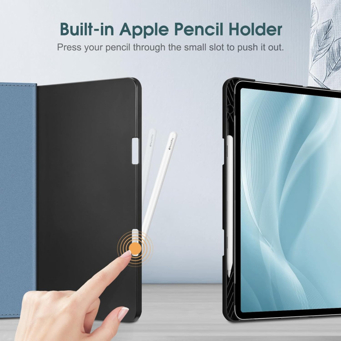 Husa tableta iPad Air 13 inch (2025/2024) M3/M2, suport de vizualizare multi-unghi, buzunar și suport pentru creion, trezire automată și somn [6]