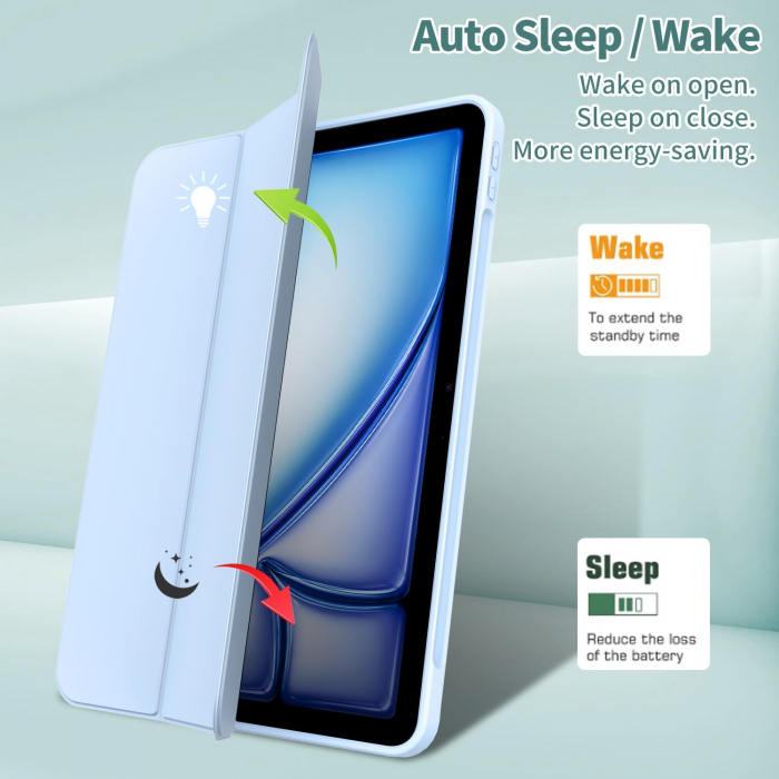 Husa tableta iPad Air 11 inch 2024 M2/ iPad Air 5/4 (2022/2020 10.9 inch) cu Auto Sleep Wake bleu [6]