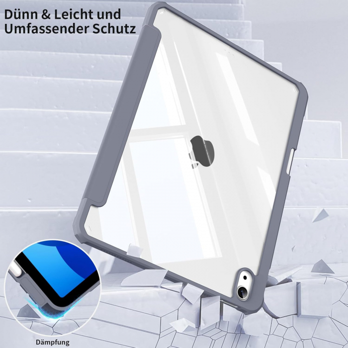 Husa tableta iPad Air 11 inch M2, Air 6 11 inch 2024/a 5-a generație (10,9 inch, 2022/2020) cu Auto Sleep Wake Gri [7]