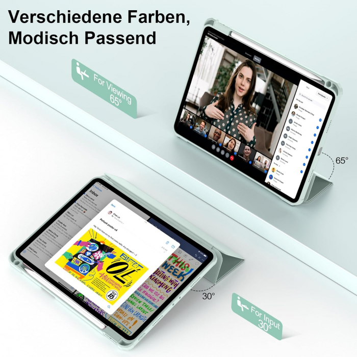 Husa tableta iPad Air 11 a 4-a/a 3-a/a 2-a generație (2022/2021/2020 cu Auto Sleep Wake Roz [4]