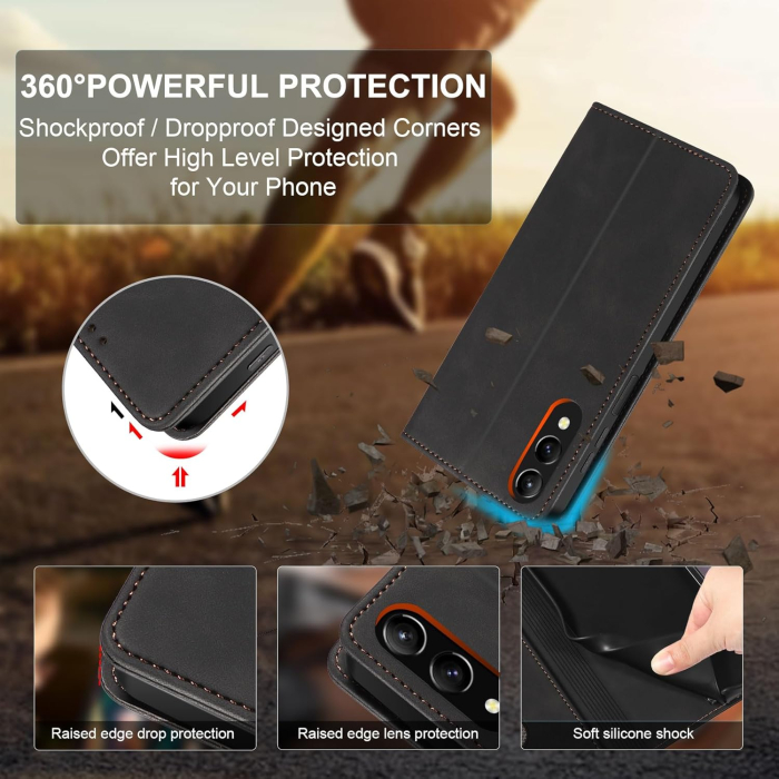 Husa piele PU compatibila cu Samsung Galaxy Edge 5G+Protector de Ecran, Clapă Magnetică, Anti-Vibrații [4]