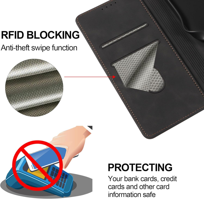 Husa piele PU compatibila cu Samsung Galaxy Edge 5G+Protector de Ecran, Clapă Magnetică, Anti-Vibrații [2]