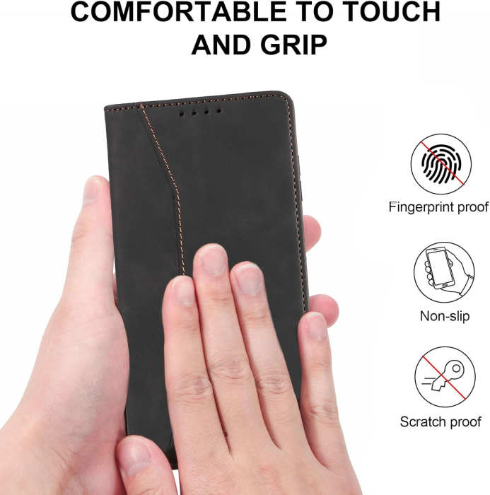 Husa piele PU compatibila cu Samsung Galaxy Edge 5G+Protector de Ecran, Clapă Magnetică, Anti-Vibrații [7]