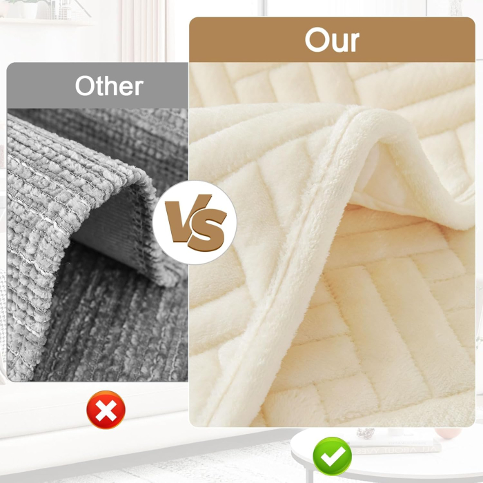 Husa universala alba anti-alunecare, protector de canapea cu textura groasa 90x90 cm [6]